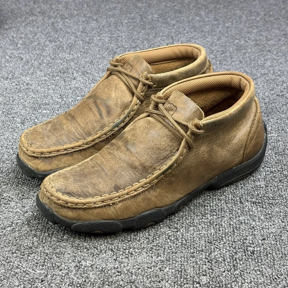 Twisted X Chukka‎ Driving Moc Bomber Brown Leather Shoes Men's Size 4M YDM0001